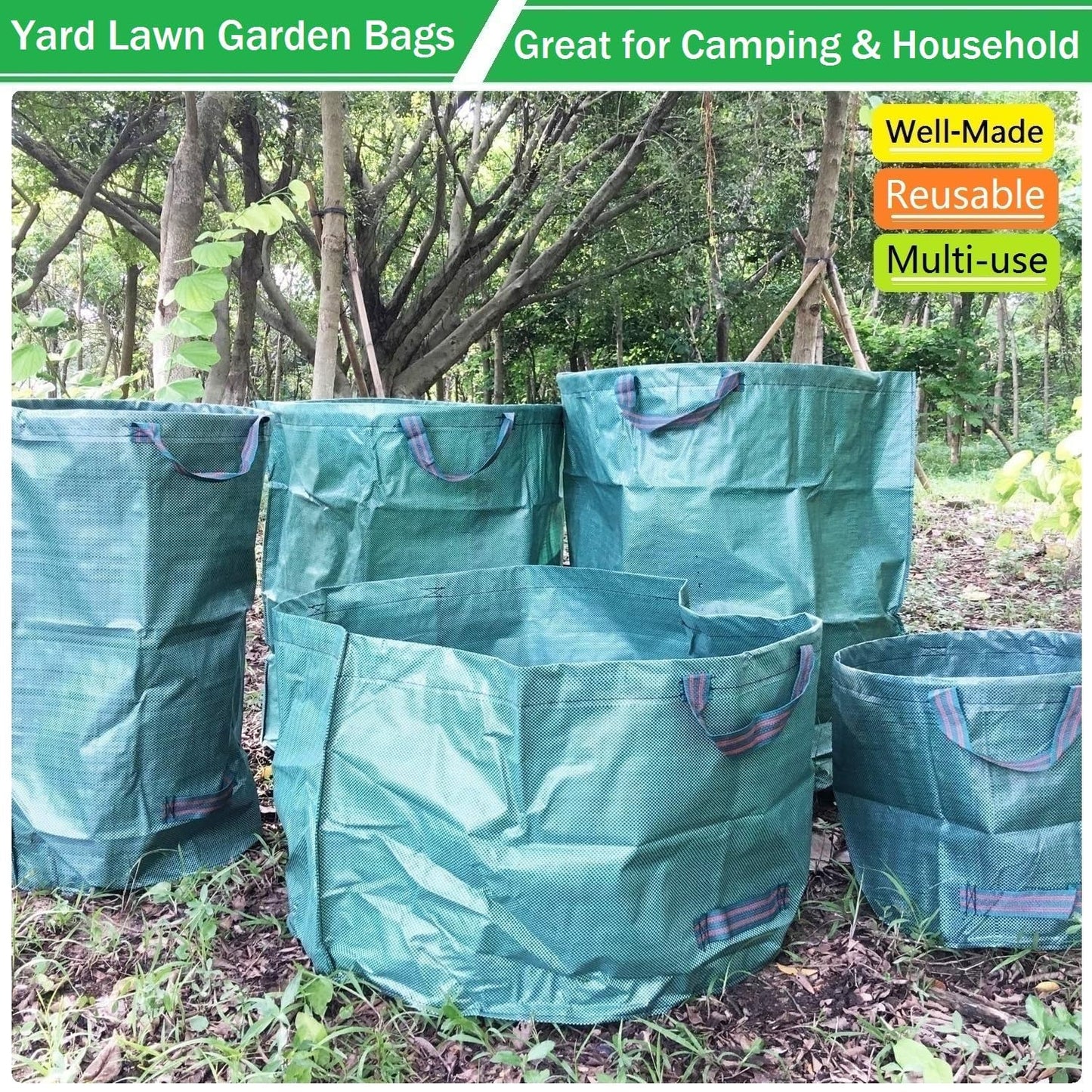 2-Pack 46 (D26,H19 4 Standard Gallon Lawn Garden Bags in) Yard Waste Bags W/Gardening Gloves for Leaf Bag,Yard