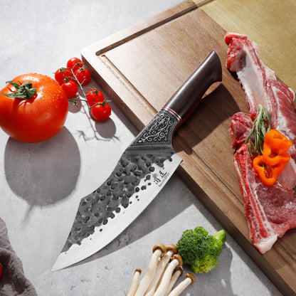 SHANGDAO 7" Chef Knife - Butcher Knife for Meat, Japanese High Carbon Meat Cleaver Knife, Hand Forged Meat Cutting Knife, Ultra Sharp Kitchen Knife for Home, Camping BBQ Cooking Knife