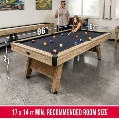 GoSports 8 ft Pool Tables with Wood Finish - Billiards Game Room Table for Adults & Family - Accessories Not Included - Black