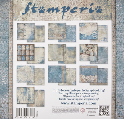 Stamperia Double-Sided Scrap Paper Pad 10 Sheets, 5 (12 x 12 Inches) – Blues, Multicoloured, 30.5 x 30.5 cm