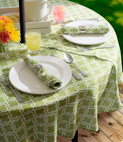 DII Green Lattice Outdoor Tabletop, 60" Round, Stain Resistant & Waterproof with Zipper, Green