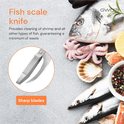 Fish Scale Knife 3-in-1, Multifunction Fish Scaler Remover Tool for Cut/Scrape/Dig, Stainless Steel Fish Descaler