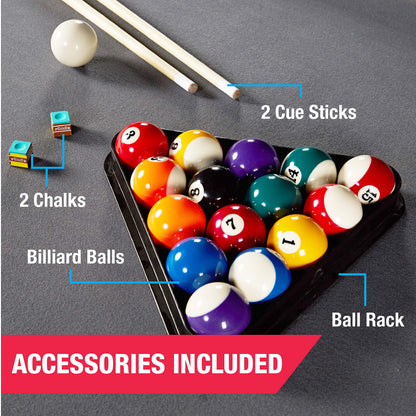 MD Sports 7.5' ft Titan Pool Table with Billiard Ball and Cue Stick Set