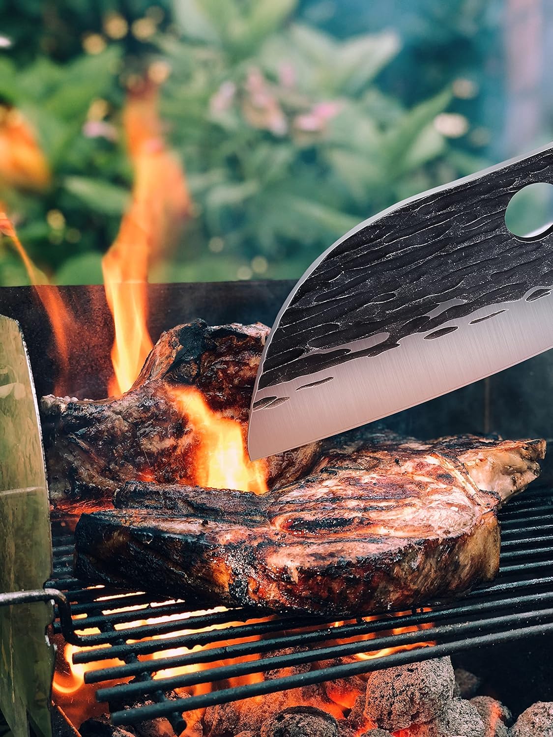 ROCOCO 6.5" Serbian Chef Knife, Full Tang Japanese Butcher Knife with Sheath for Kitchen, Outdoor BBQ, Camping Gift