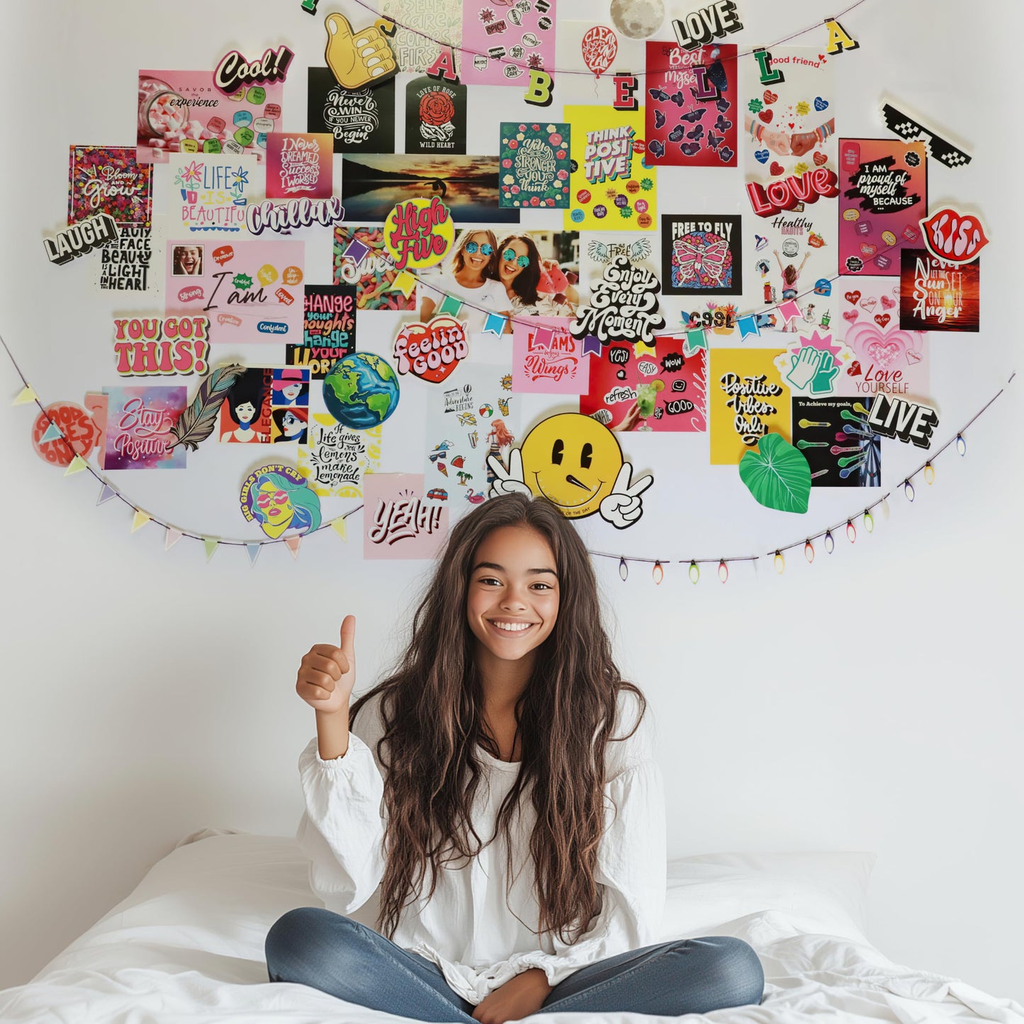 Glow in the Dark Wall Collage Kit for Teen Girls - 1000+ Stickers Teen Girl Room Bedroom Decor, Room Decor for Teen Girls - Teen & Tween Girls Trendy Stuff - Top Gifts for 10 11 12 13 14 Year Old Girl