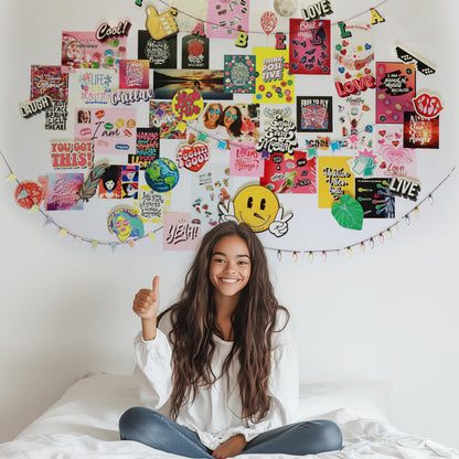 Glow in the Dark Wall Collage Kit for Teen Girls - 1000+ Stickers Teen Girl Room Bedroom Decor, Room Decor for Teen Girls - Teen & Tween Girls Trendy Stuff - Top Gifts for 10 11 12 13 14 Year Old Girl