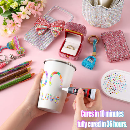 LERBOU 37800pcs Bedazzling Kit with 42 Colors Resin Jelly Rhinestones, 4×10ml B7000 Jewelry Glue Multicolor 3mm Flatback Sparkling Gems for Nail Art, Crafts, Clothing, Diamond Painting