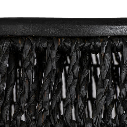 Bloomingville Hand-Woven Seagrass and Pine Wood Round Side Table, Black