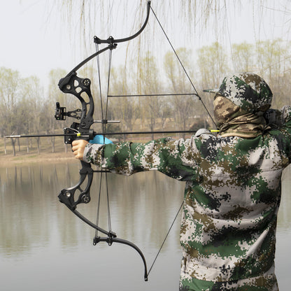Bowfishing Bow Recurve Bow 30-45 Lbs Adjustable American Hunting Bow Compound Bow for Outdoor Hunting Shooting Fishing Right Hand (Black)