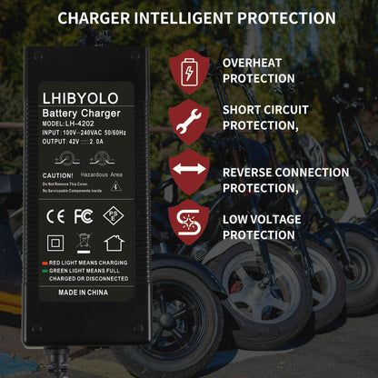 LHIBYOLO 42V 2A Electric Scooter Charger 5 in1 Plugs Universal,for 36V Electric Scooter Ebike Lithium Battery，for Jetson,Razor,Swagtron,Bird,Gotrax,Segway