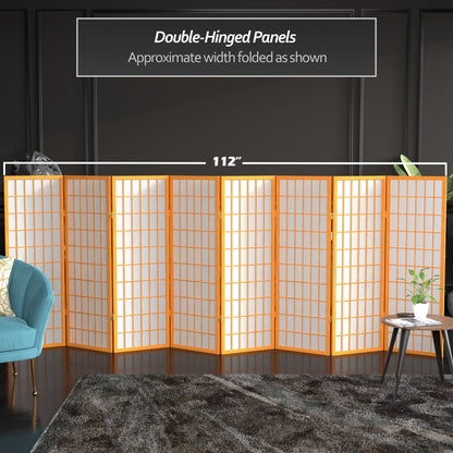 4 ft. Short Window Pane Shoji Screen - Honey - 8 Panels