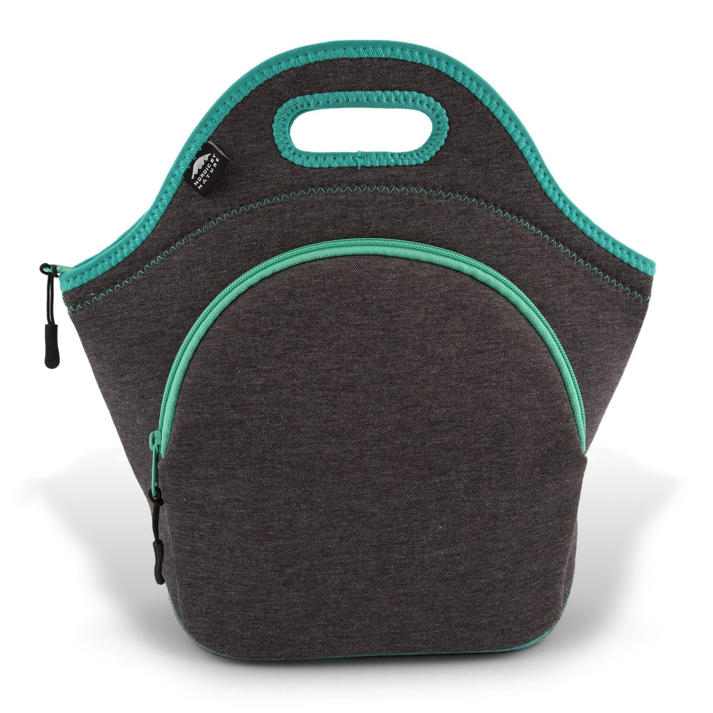 Nordic By Nature Insulated Neoprene Lunch Bag, Soft & Foldable Washable & Reusable Extra-Pocket (L) Dark Grey/Lagoon