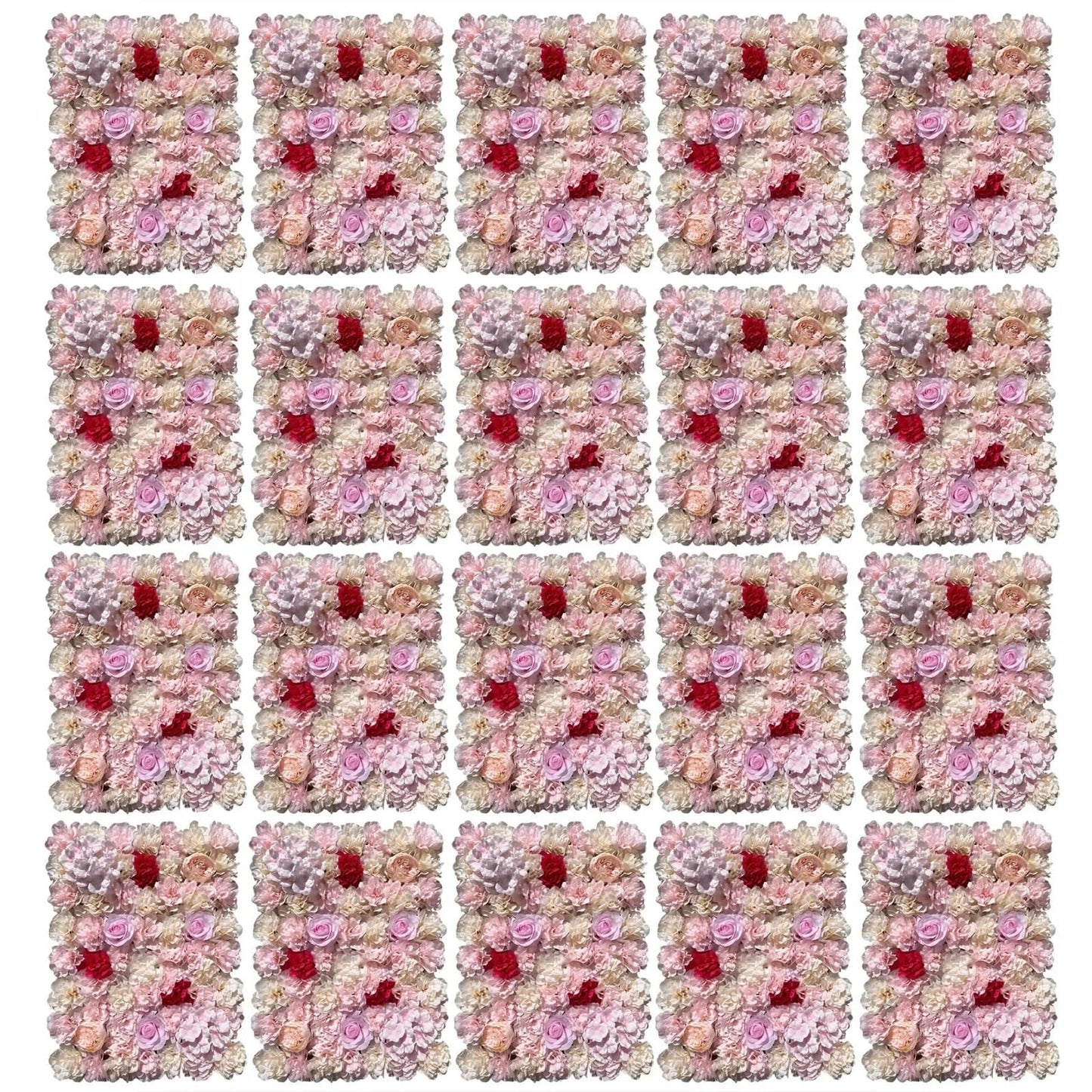 TYLPFH 20PCs Flower Wall Panel 40x60cm Artificial Flowers Backdrop Silk Fabric Wedding Garden Decoration