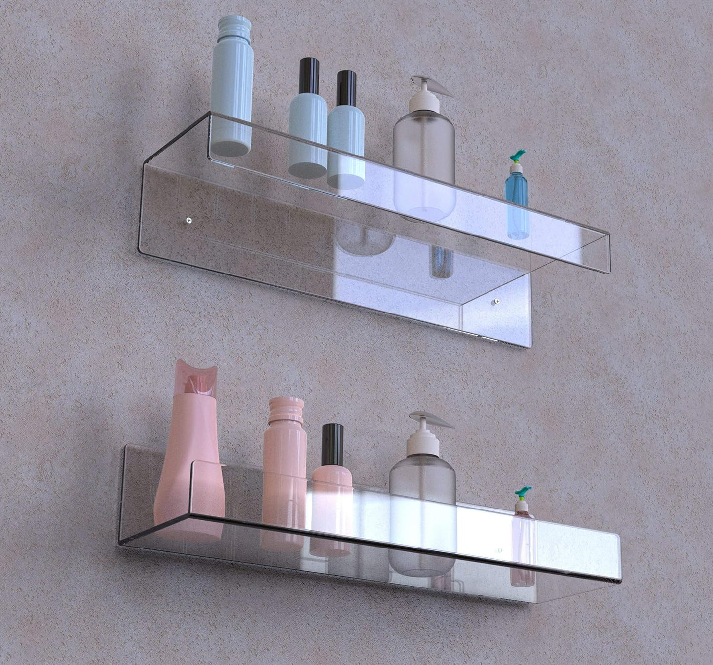 2 Bedroom,Room,15 Inch Pcak Clear Acrylic Shelves for Bathroom Wall Shelf & Organizer,Invisible Floating Shelves & Wall