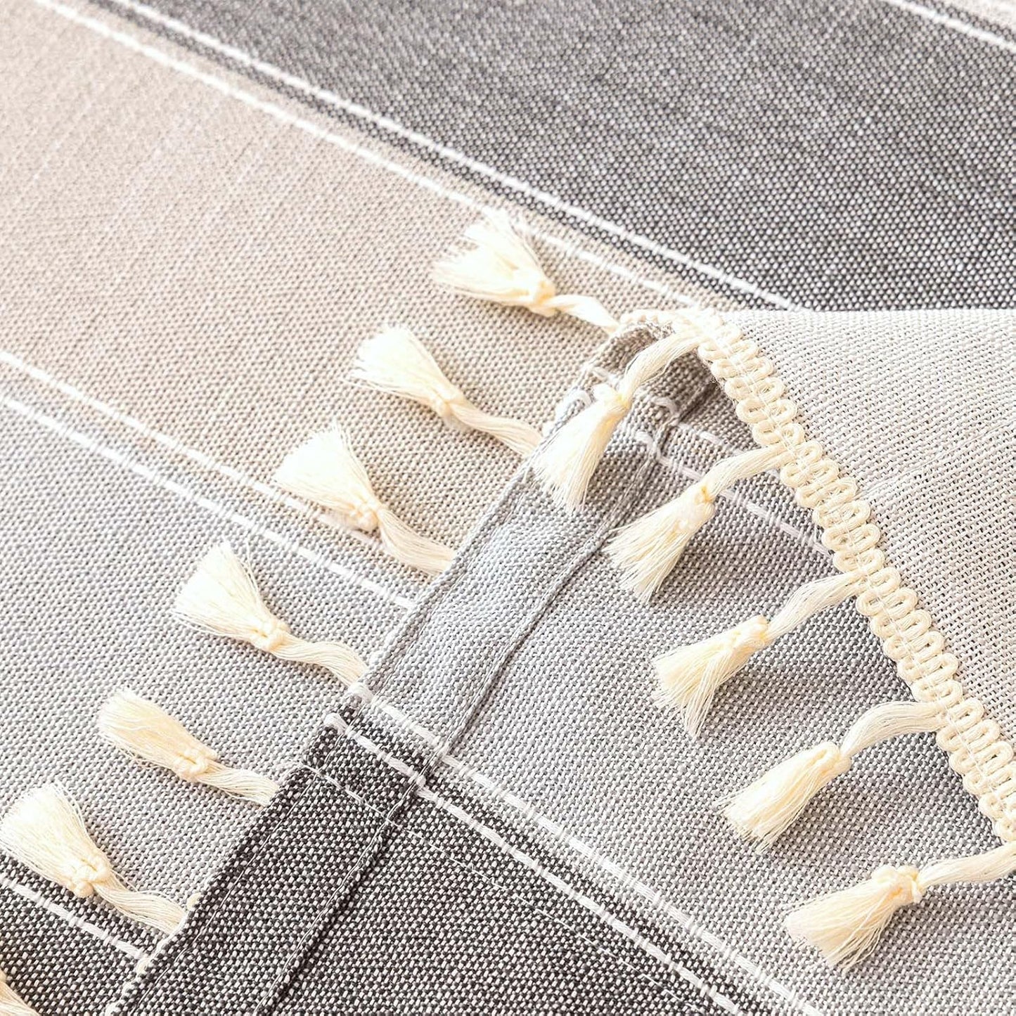 20" 60" Waterproof Coffee Table Cover, Rectangle Cotton Linen Coffee Table Cloth With Pockets And Tassel For Living