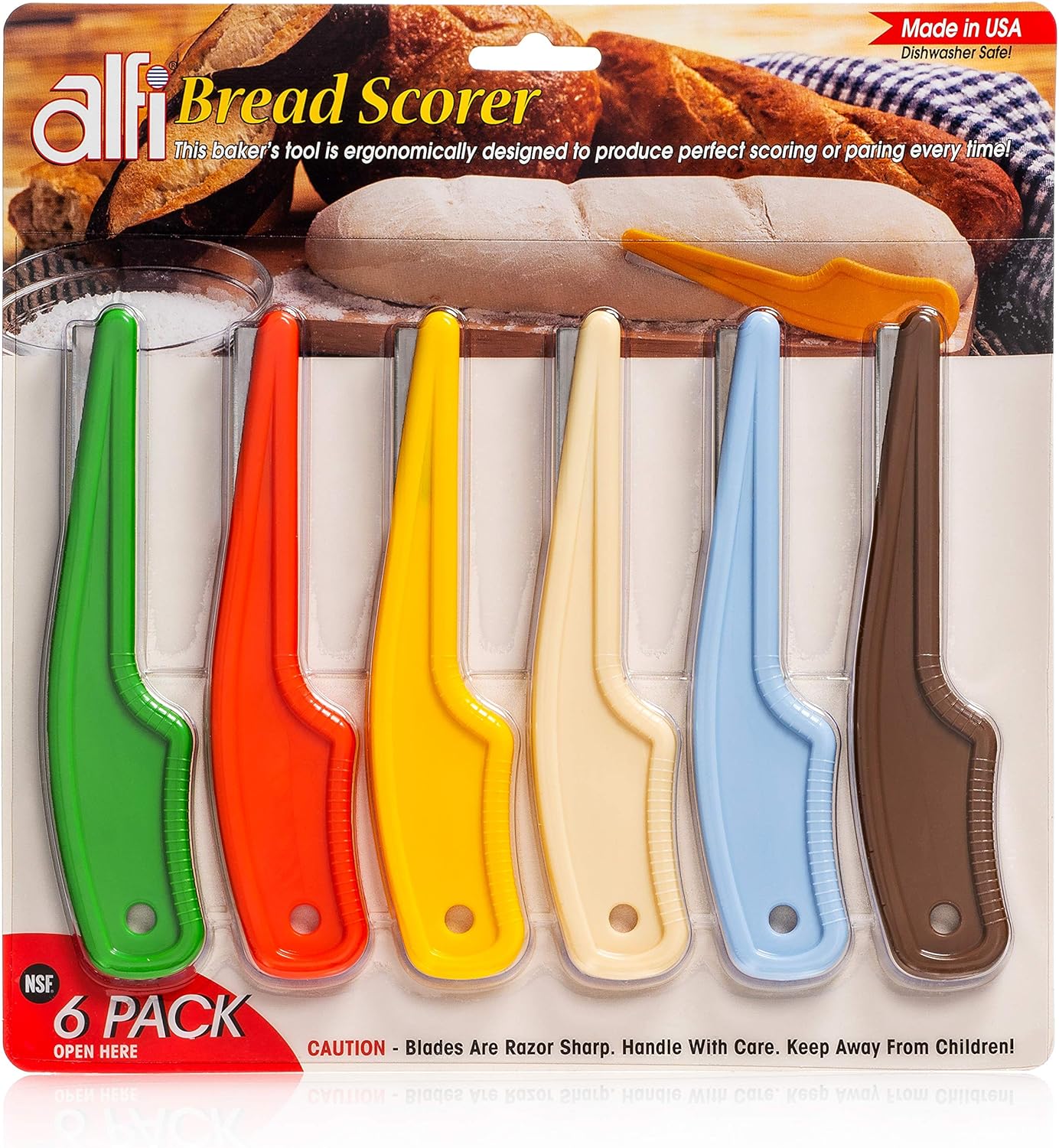 Alfi Bread Scorer, Scoring Knife for Bread Baking, Sourdough Scoring Tool - Made in USA (6-Pack)
