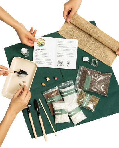 DIY Terrarium Kit with 13 Items Soil Pebbles Sphagnum Moss Activated Carbon Burlap Peat Moss Terrarium Tools Indoor Garden Make Your Own Terrarium