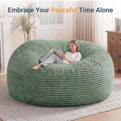 Claiks 8 Ft Giant Foam Bean Bag Chair, Oversized Couch with Removable Cover, Soft Plush Bean Bag Chairs for Adults and for Kids Teens Adults in Living Room, Green