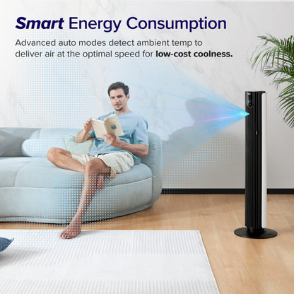 LEVOIT Smart 42 inch Tower Fan for Bedroom, DC motor, Oscillating with Quiet 26ft/s Velocity, 25dB Bladeless Floor Fan for Home Space, 12 Speeds, 4 Modes, 24H Timer with APP, Works with Alexa, Remoter