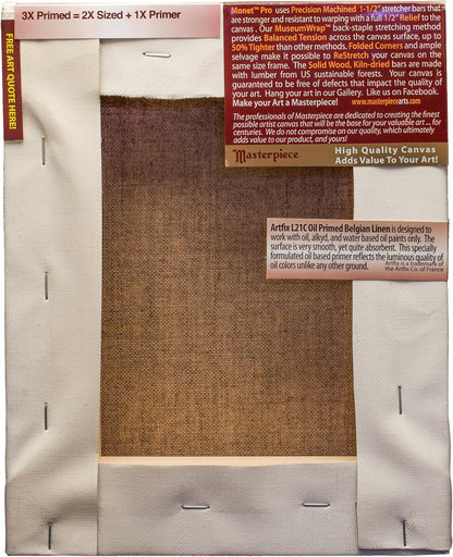Masterpiece Artist Canvas 44109 Monet PRO, Vintage Oil Primed, 6" x 6", Linen 13.0oz, 1-1/2" Deep - 3X