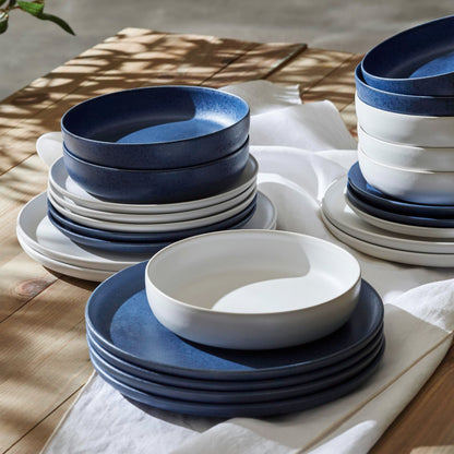 Porto by Stone Lain Macchio 24-Piece Premium Kitchen & Dining Dinnerware Set Stoneware, White Matte, Crafted in Portugal, Dishwasher and Microwave Safe Scratch-Resistant Dish Set for 8