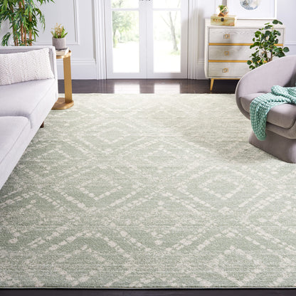 SAFAVIEH Adirondack Collection Area Rug - 10' x 14', Ivory & Green, Modern Diamond Distressed Design, Ideal for High Traffic Areas in Living Room, Bedroom, Dining (ADR131Y-10)