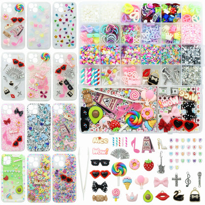 RidaaFri 3000 Pcs Junk Case Charms Kit, DIY Phone Case & Nail Decor with Big Charms, Kawaii Bows, Pearls, Rhinestones, Letter Beads for Aesthetic Personalization