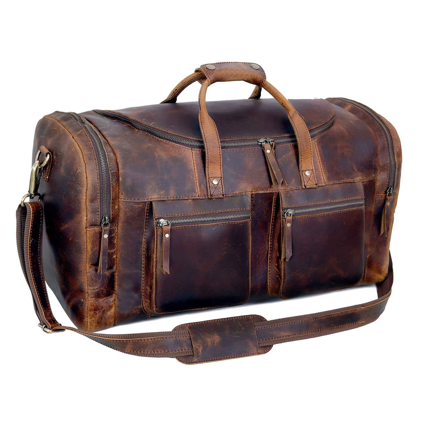 32" Vintage Duffel Classic Style with Modern Outlook Retro Thick Full Grain Cowhide Handmade Airplane Under seat Carry On Bags Leather Gym Overnight Luggage Bag