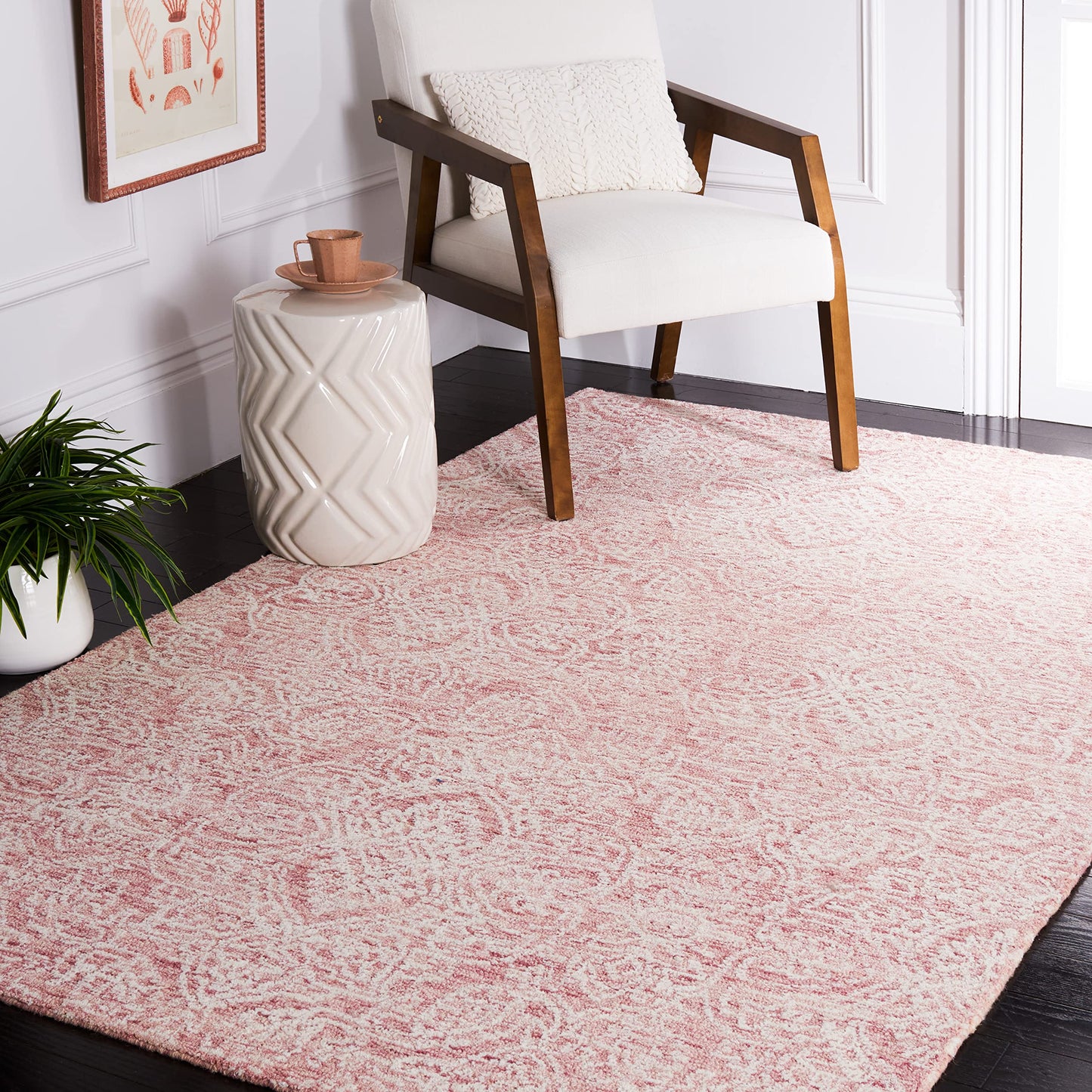 SAFAVIEH Area Rug 6x9 - Metro Collection - Pink & Ivory, Handmade Wool, Ideal for Living Room, Bedroom, Dining Space (MET998U)