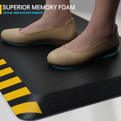 FEATOL Anti Fatigue Mat Industrial, Ergonomic Standing Floor Mat for Work for Stand -Safety Support for Leg & Back Pain(Yellow Border, 20" x 39", 1PC)
