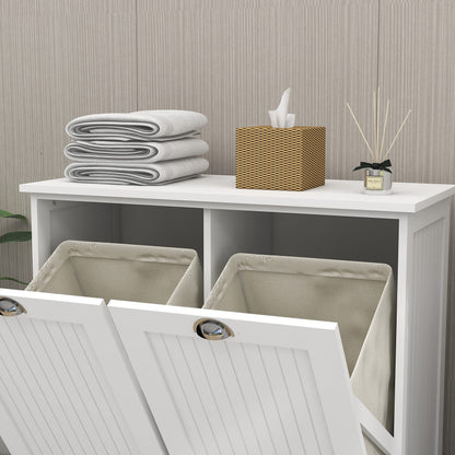 Two Compartment Tilt Out Laundry Sorter Cabinet White