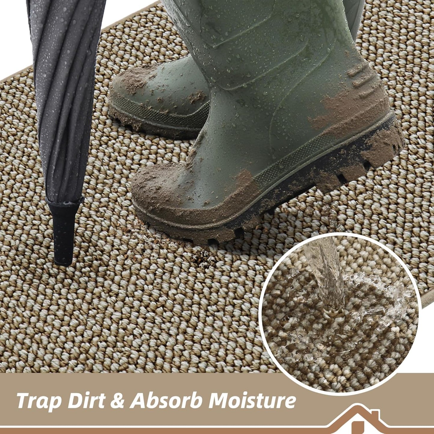 BEQHAUSE Dirt Trapper Door Mat - Non-Slip, Washable, Absorbent | 36" x 60" Light Beige Entrance Mat