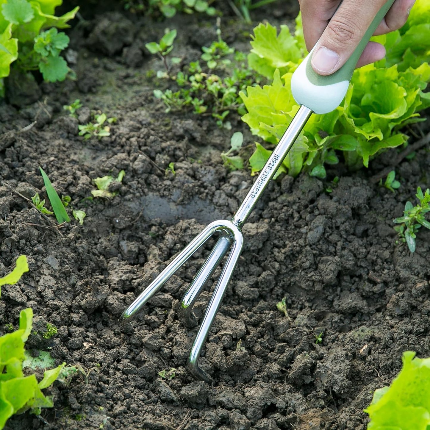 Worth Garden Stainless Steel Hand Cultivator, Ergonomic Handle for Tilling Soil, Garden Hand Tool