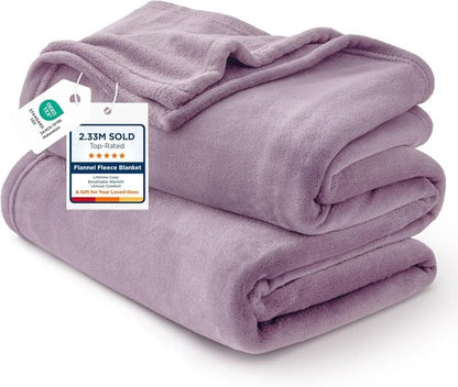 Bedsure GentleSoft Fleece Blanket - Cozy Lightweight Plush Queen Size in Fog Purple, 90x90 Inches
