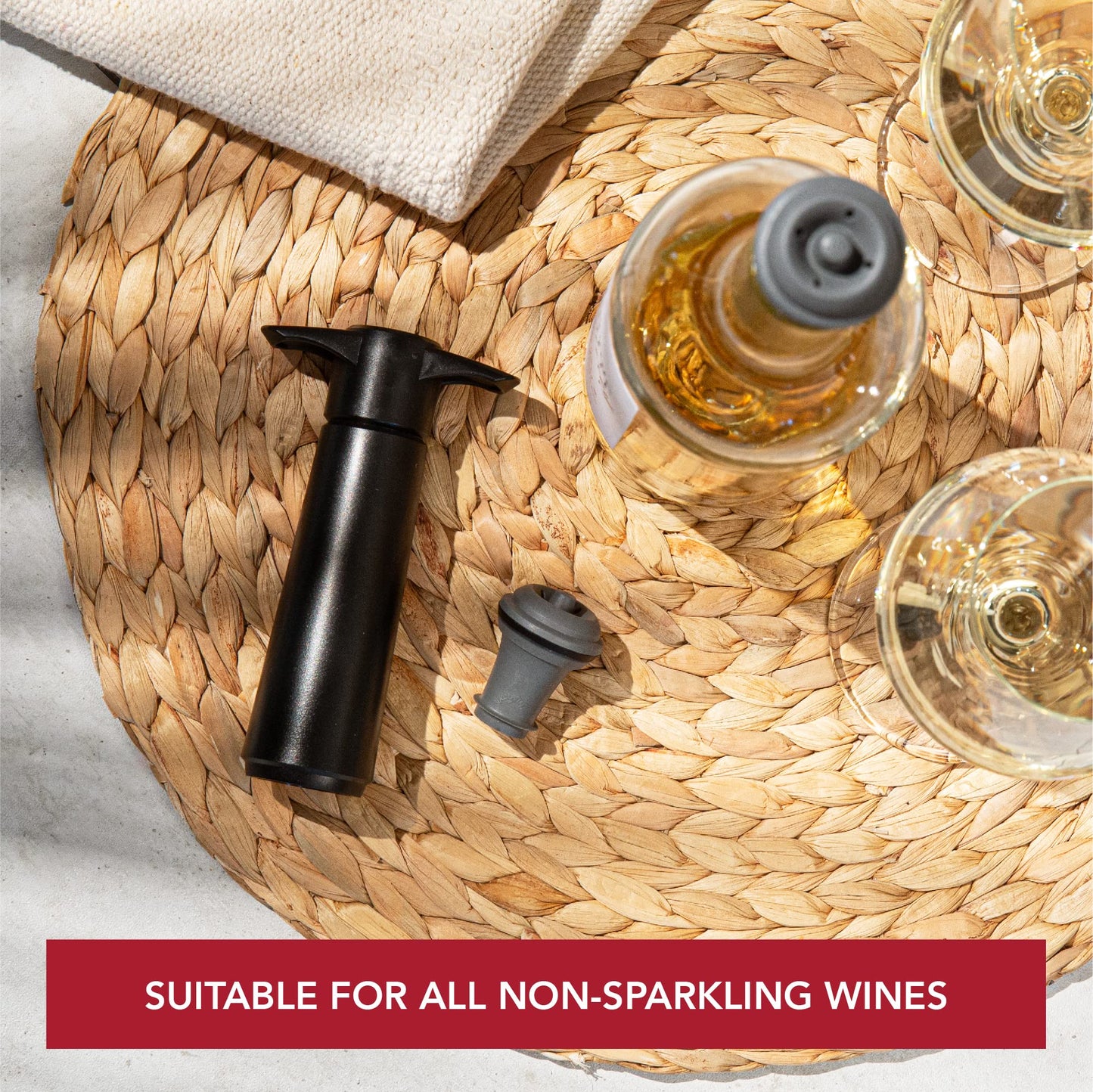 Vacu Vin Wine Saver Vacuum Stoppers – Set of 6 – Gray – Airtight Seal for Opened Bottles – Preserves Wine Freshness Up to 10 Days – Reusable & Dishwasher Safe – For Wine Saver Pump