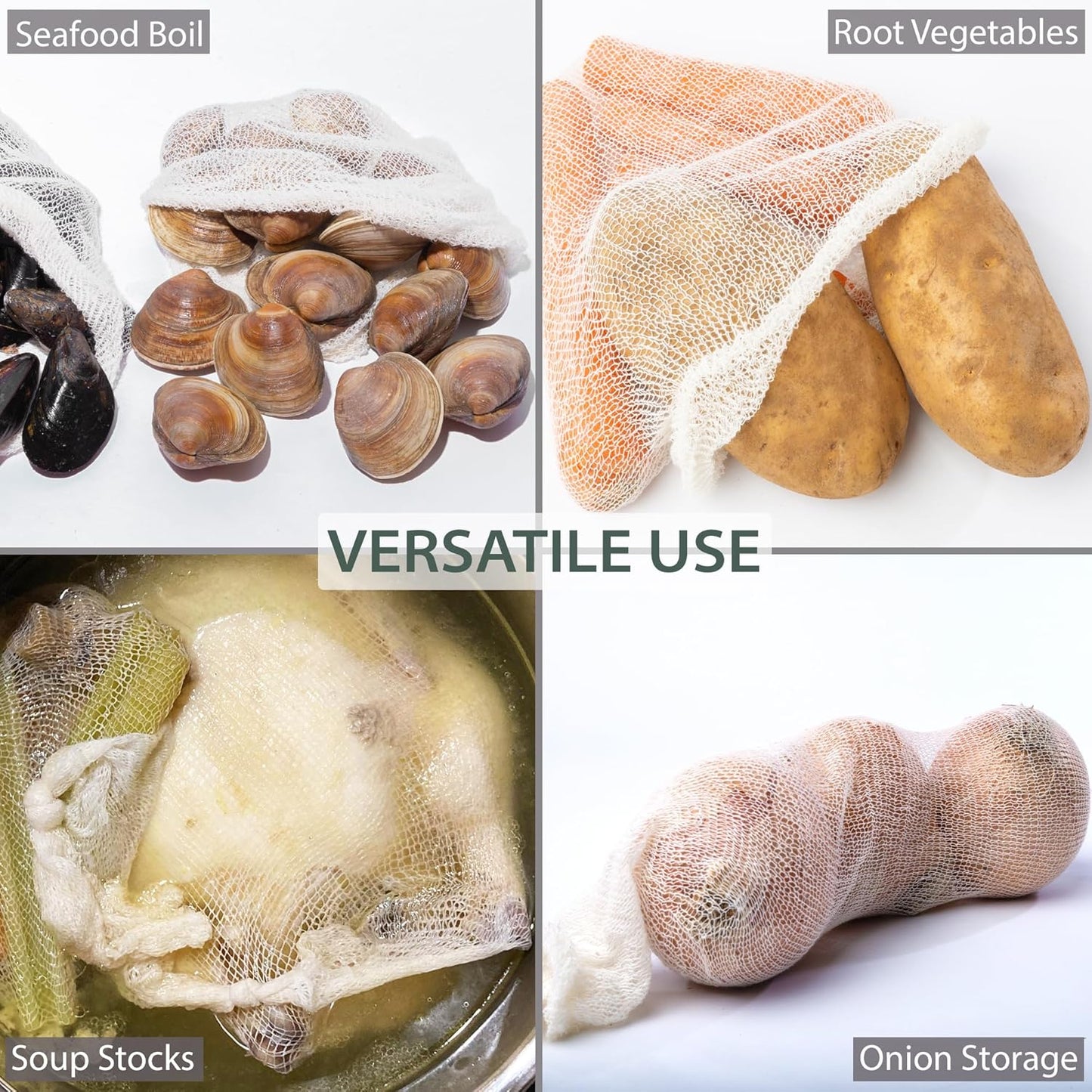 16" Pack 10, Country Seafood Boil & Steamer Bags - of Seafood Boiling Bags for Crab, Crawfish, Shellfish - Low Boil