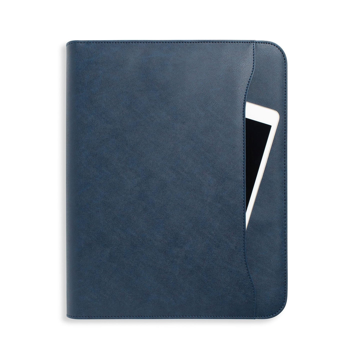Forevermore Portfolios Padfolio Binder - Professional Faux Leather Travel Organizer Pouch for Tablet, Documents, Presentation Folders, Zipper Closure, Removable 3-Ring Notepad - Blue