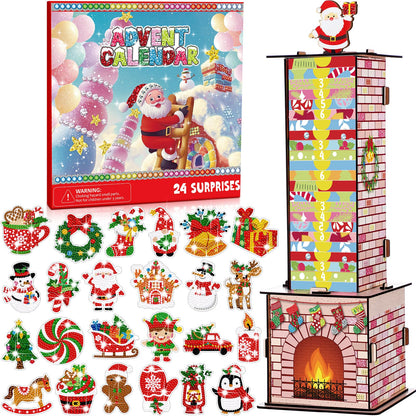 Cinnvoice Advent Calendar 2026 Santa Down the Chimney Christmas Diamond Painting Kits 24 Days Christmas Countdown Calendar DIY Gem Keychains Christmas Gift for Stockings Hanging Ornaments Party Favors