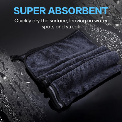 TEAWOO Shiny Wipes Shower Cleaning Cloth, Ultra Absorbent Car Drying Towel, 4 Pack 16 x 24 inch Microfiber Cleaning Cloth for Car, Bath & Househood