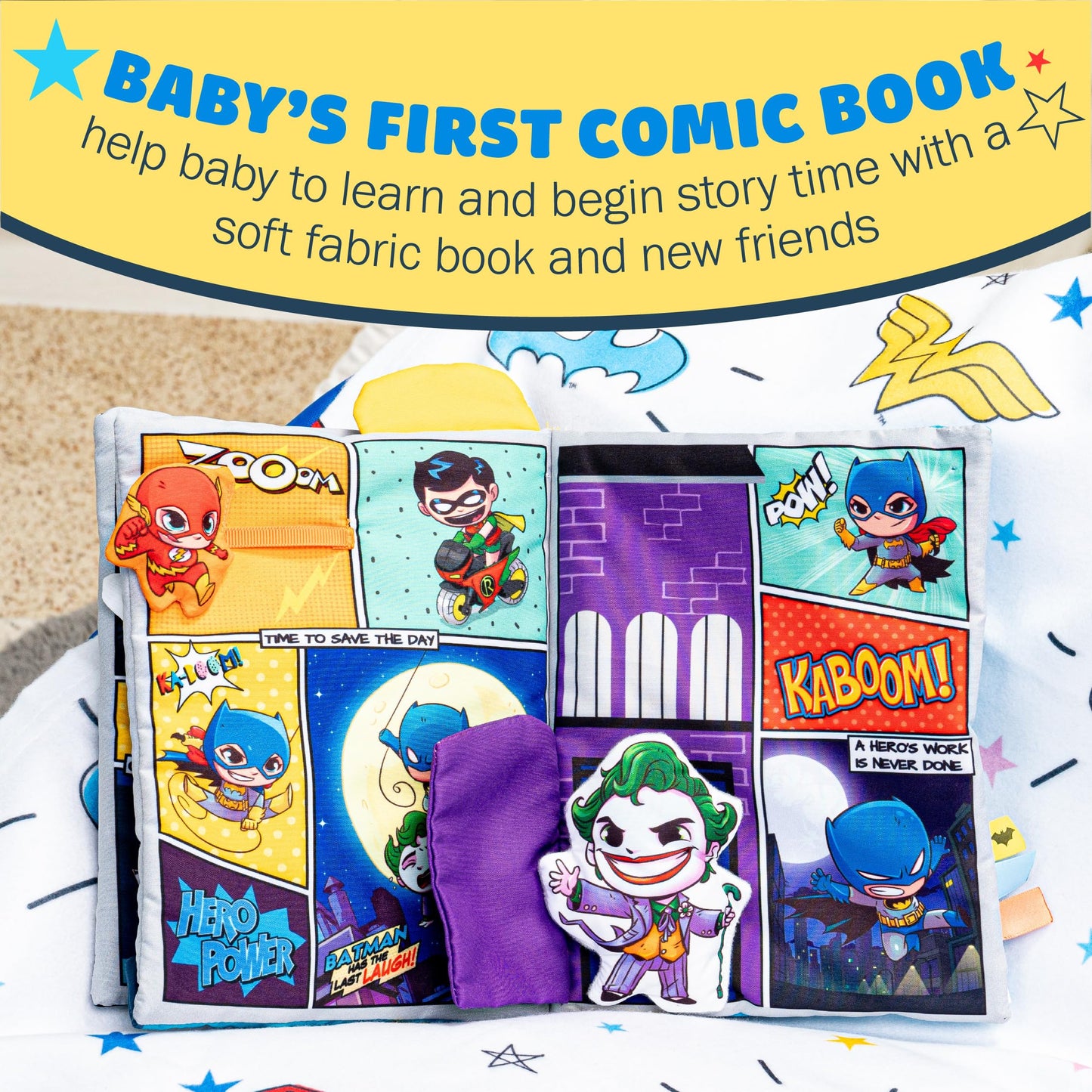 My First Comic Soft Book - Kids Preferred DC Comics The Batman Brave Little Heros Baby Crinkle Soft Sensory Book with Soft Fabric for Babies