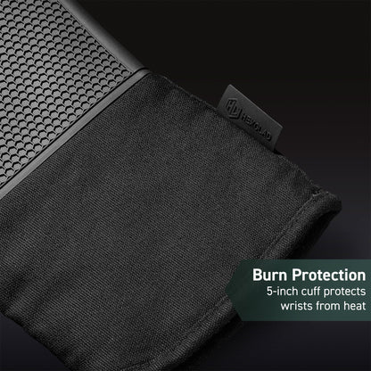 HexClad Silicone Oven Mitt Set, 2-Pack, Heat Resistant to 500ºF, Black