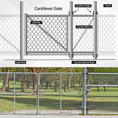 Pubotlu 4 Pack Sliding Gate Rollers， Nylon Cantilever Rollers 2" Gate Frames, 4" Square Post Chain Link Fence Parts, Cantilevered Rail Fence Gate Kit，Sliding Gate Kit Hardware