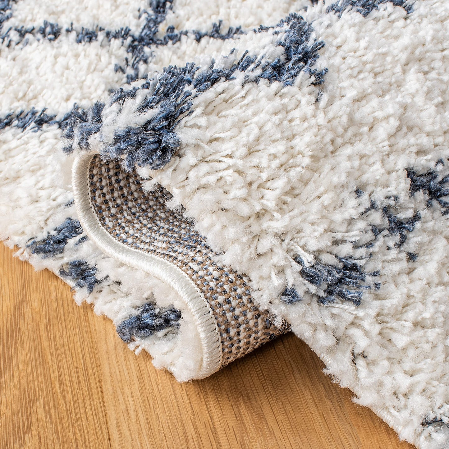 SAFAVIEH Area Rug 10x14 - Arizona Shag Collection - Large - Ivory & Slate, Moroccan Boho Design, Non-Shedding & Easy to Clean, Ideal for Living Room, Bedroom, Dining Space (ASG741M)
