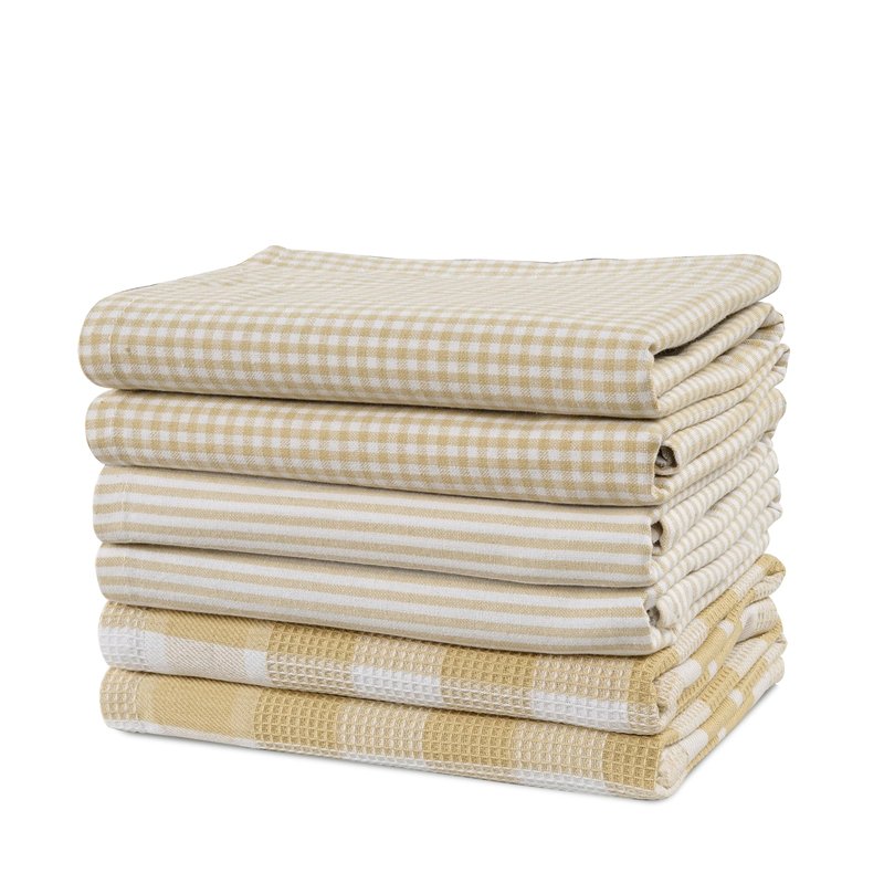 Casa Platino Kitchen Towels Cotton and Kitchen Dish Towels – Soft Cotton Set of 8 with Coordinated Patterns – Inviting Tones for Baking and Everyday Spills – Sage Green