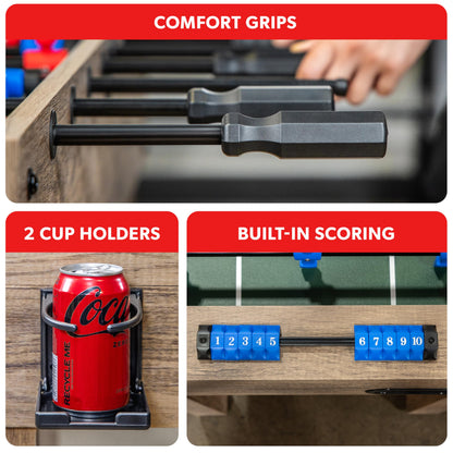GoSports 54 Inch Full Size Foosball Table - Oak Finish - Includes 4 Balls and 2 Cup Holders