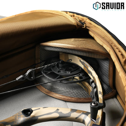 Savior Equipment Hyperion Deluxe Compound Bow Case Soft Shell Bag Fits 32" 36" 40" ATA, w/CamShield Cover & Quick-Release Grip Wrap, w/Backpack Shoulder Straps (Coyote Brown, 32" ATA)