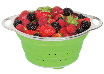 HIC Kitchen Collapsible Colander, Silicone and 18/8 Stainless Steel, 1.5-Quart