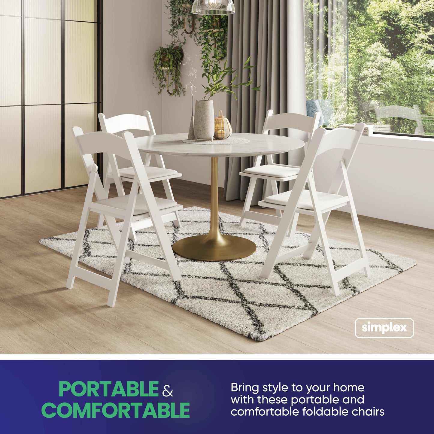 100 White Resin Folding Chairs, Stackable Event & Party Chairs, 800 LB Weight Capacity, Indoor Outdoor