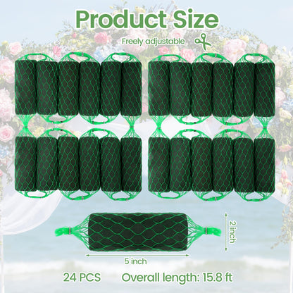 Elcoho 24 Pcs Floral Foam Garland, 15.8 ft Flower Sponge Blocks Kit, Absorbent Flower Holder for Fresh & Dried Flowers Arrangement Floral Foam Bricks for Wedding Garden Home Decor