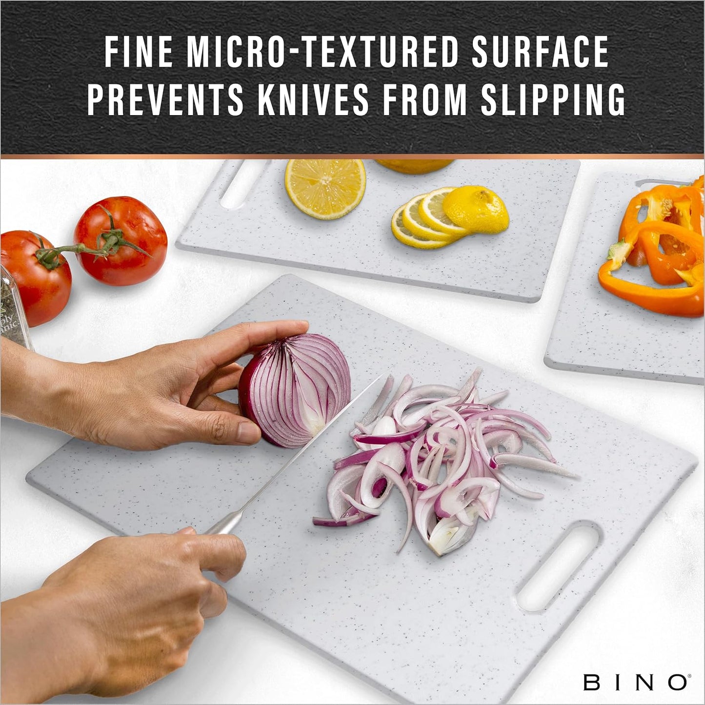 BINO Cutting Board - 3-Piece Chopping Boards, BPA-Free Plastic, Durable, Dishwasher Safe